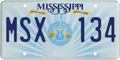 MS license plate MSX134