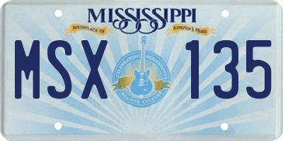 MS license plate MSX135