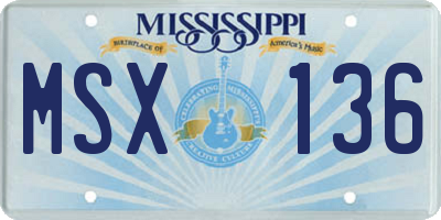 MS license plate MSX136