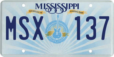 MS license plate MSX137