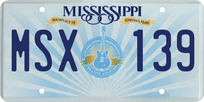 MS license plate MSX139