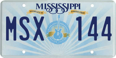 MS license plate MSX144