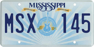 MS license plate MSX145