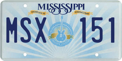 MS license plate MSX151