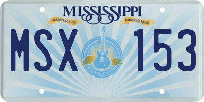 MS license plate MSX153