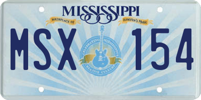 MS license plate MSX154