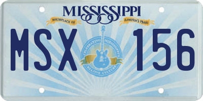MS license plate MSX156