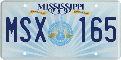 MS license plate MSX165