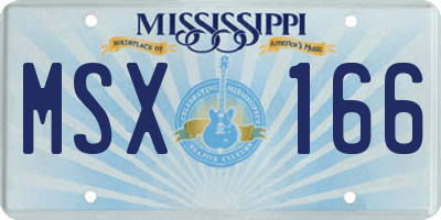 MS license plate MSX166