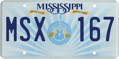 MS license plate MSX167