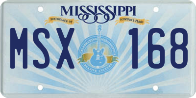 MS license plate MSX168