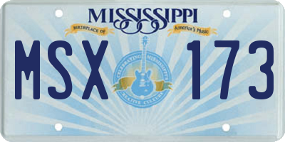 MS license plate MSX173