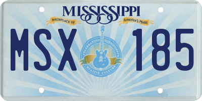 MS license plate MSX185