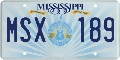 MS license plate MSX189