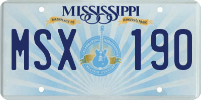 MS license plate MSX190