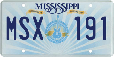 MS license plate MSX191