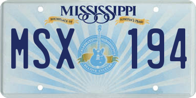 MS license plate MSX194