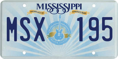 MS license plate MSX195
