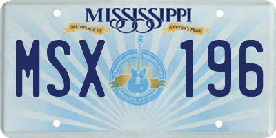 MS license plate MSX196