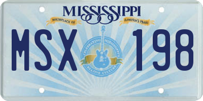 MS license plate MSX198