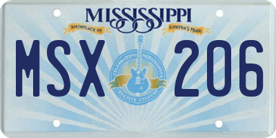 MS license plate MSX206
