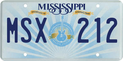 MS license plate MSX212