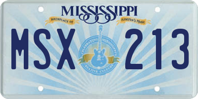 MS license plate MSX213