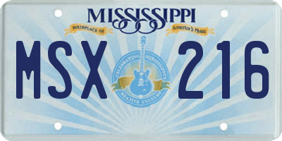 MS license plate MSX216