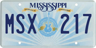 MS license plate MSX217