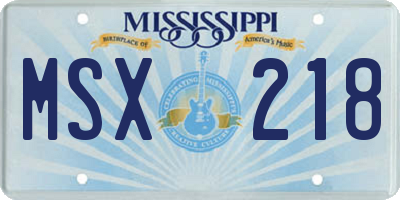 MS license plate MSX218