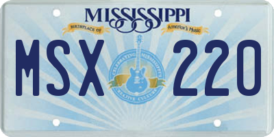MS license plate MSX220