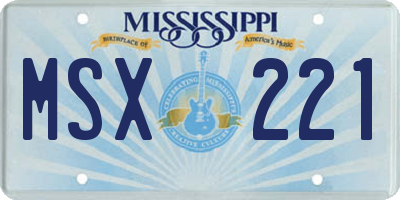 MS license plate MSX221