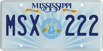MS license plate MSX222