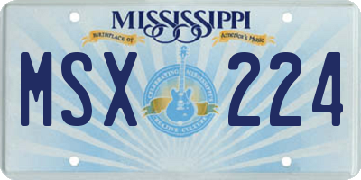 MS license plate MSX224