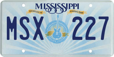 MS license plate MSX227
