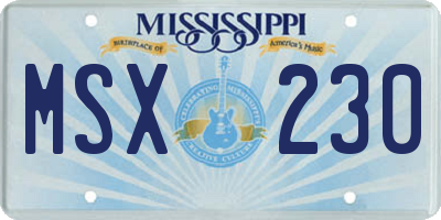 MS license plate MSX230