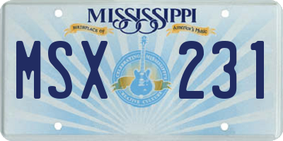 MS license plate MSX231