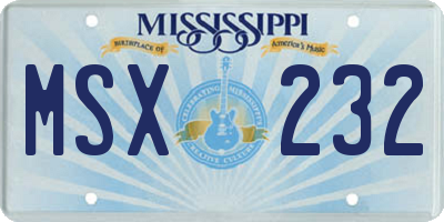 MS license plate MSX232