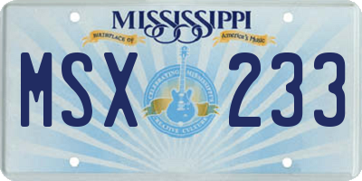 MS license plate MSX233