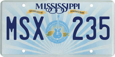 MS license plate MSX235