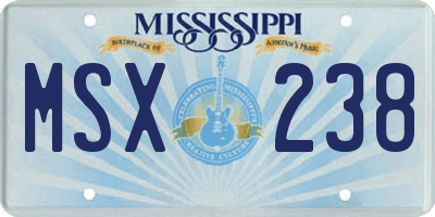 MS license plate MSX238