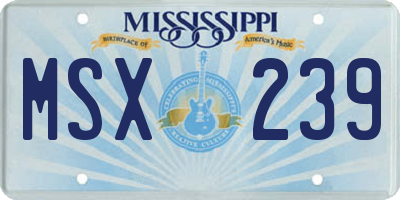 MS license plate MSX239