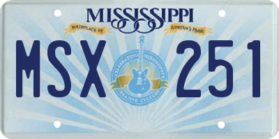 MS license plate MSX251