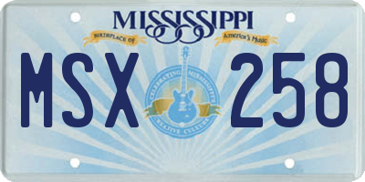 MS license plate MSX258