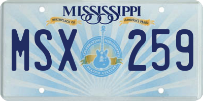 MS license plate MSX259