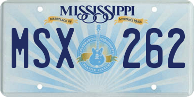 MS license plate MSX262