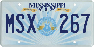 MS license plate MSX267