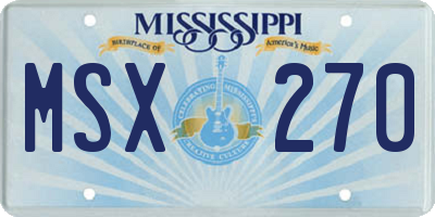 MS license plate MSX270