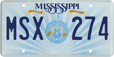 MS license plate MSX274