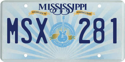 MS license plate MSX281